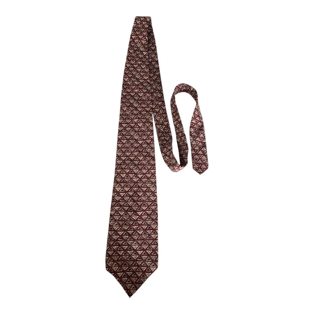Peter Thomas by Superba 100% Italian Silk Necktie – Burgundy Triangle Geometric